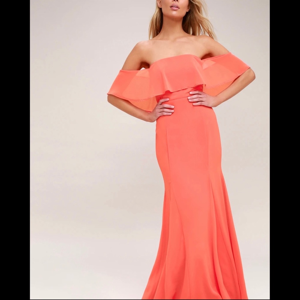 Lulu's All My 💗 Off-the-Shoulder Maxi Dress BNWT - Picture 2 of 10
